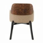 Beige Leather Dining Arm Chair Backview