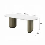 Rectangular Light Oak Dining Table with Stone Top Dimensions
