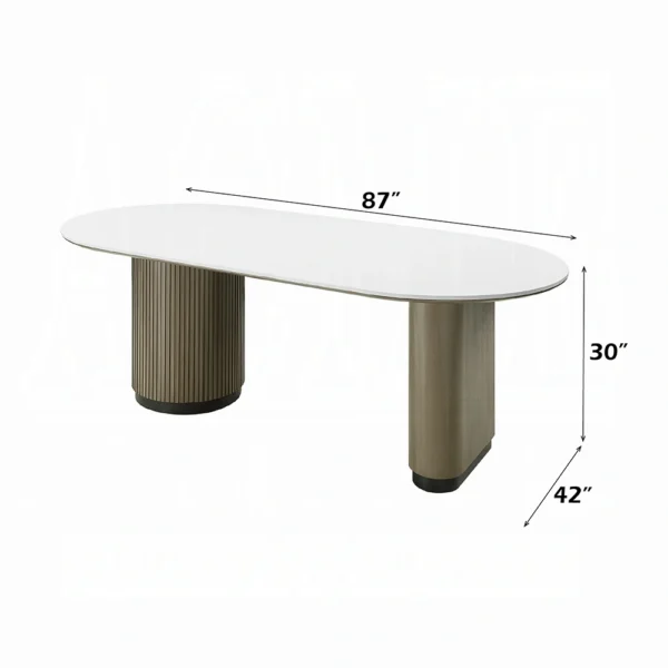 Rectangular Light Oak Dining Table with Stone Top Dimensions