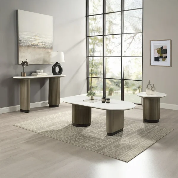 Rectangular Light Oak Living Table with Engineered Top