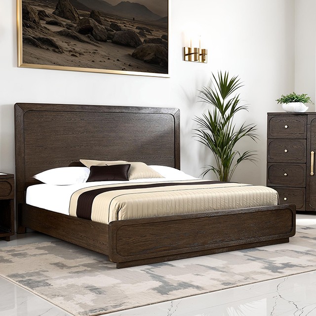 King Size Walnut Bed Vellara By Furniture Of America | Mobilia Cleopatra 3 King Size Walnut Bed Vellara By Furniture Of America