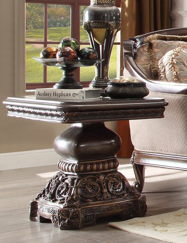 Dark Red Mahogany End Table Hd-1122 By Homey Design | Mobilia Cleopatra 3 Dark Red Mahogany End Table HD-1122 By Homey Design - Image 1