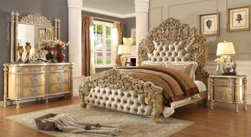 Mohawk Pickle Frost & Metallic Silver Finish 5Pcs Eastern King Bedroom Set Hd-8015 By Homey Design | Mobilia Cleopatra 3 Mohawk Pickle Frost & Metallic Silver Finish 5PCs Eastern King Bedroom Set HD-8015 By Homey Design - Image 1