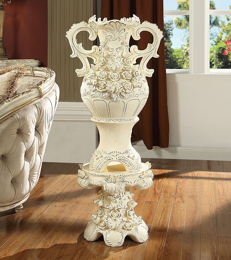 Ceramic White & Gold Vase & Pedestal Hd-1132 By Homey Design | Mobilia Cleopatra 3 Ceramic White & Gold Vase & Pedestal HD-1132 By Homey Design - Image 1