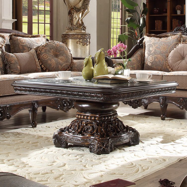 Dark Red Mahogany Coffee Table Hd-1122 By Homey Design | Mobilia Cleopatra 3 Dark Red Mahogany Coffee Table HD-1122 By Homey Design - Image 1