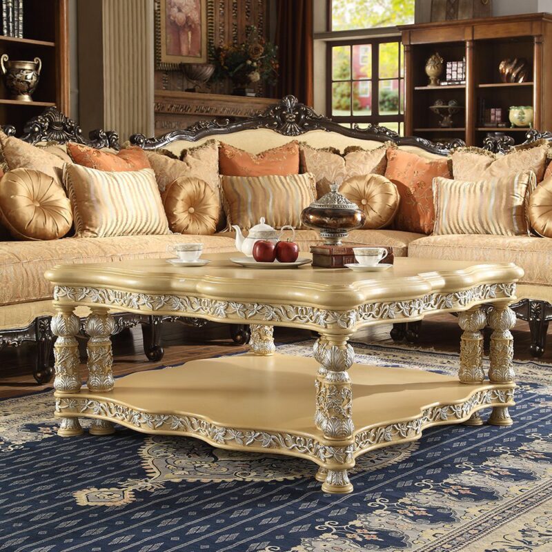 Mohawk Pickle Frost & Metallic Silver Finish Coffee Table Hd-8015 By Homey Design | Mobilia Cleopatra 3 Mohawk Pickle Frost & Metallic Silver Finish Coffee Table HD-8015 By Homey Design - Image 1