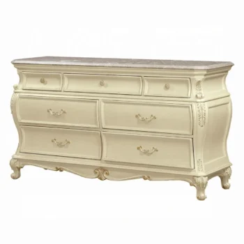 Pearl white 7 Drawer Dresser with Granite Top