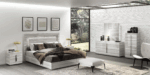 High Gloss Lacquer Carrara Bed Grey w/Light i31174 By ESF Furniture - Image 2