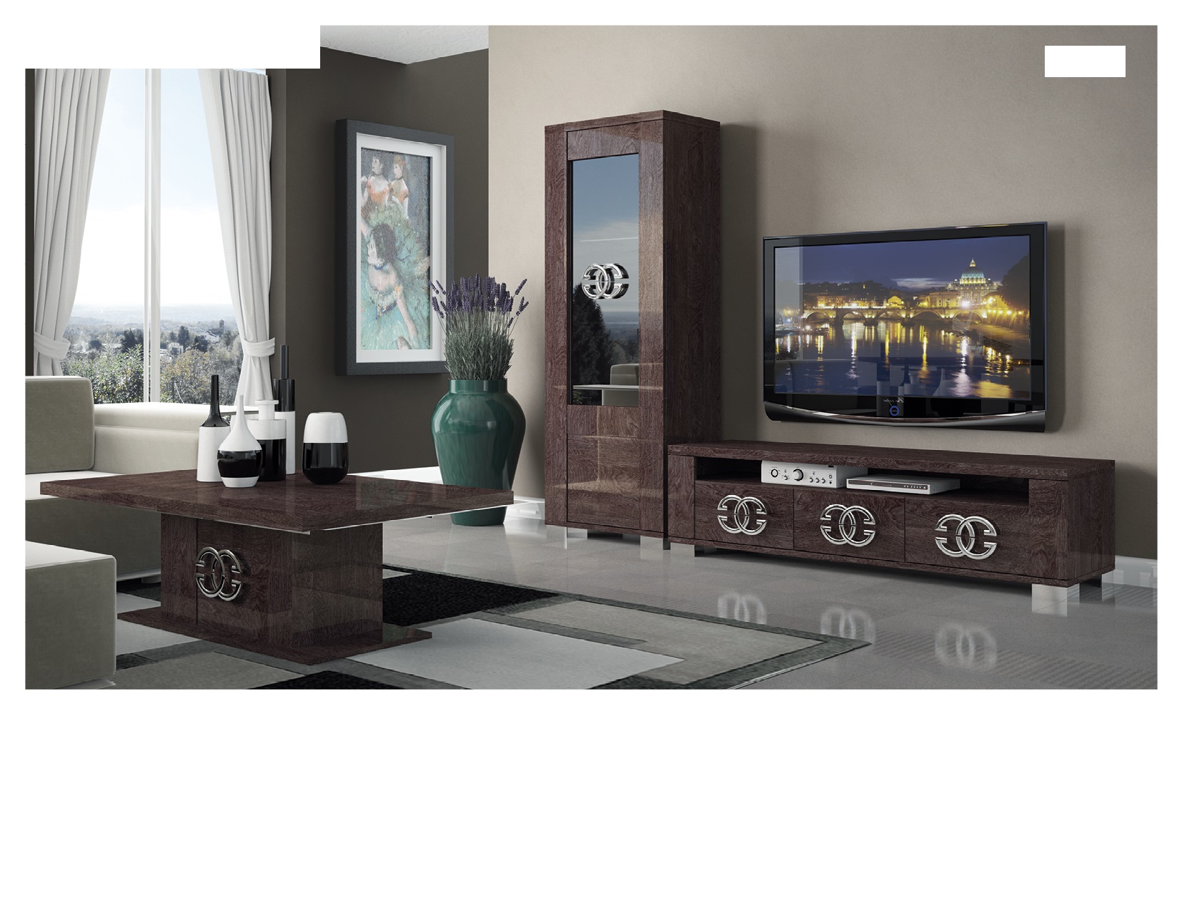 High Gloss Lacquer Prestige Entertainment P6977 By Esf Furniture | Mobilia Cleopatra 3 High Gloss Lacquer Prestige Entertainment p6977 By ESF Furniture - Image 1