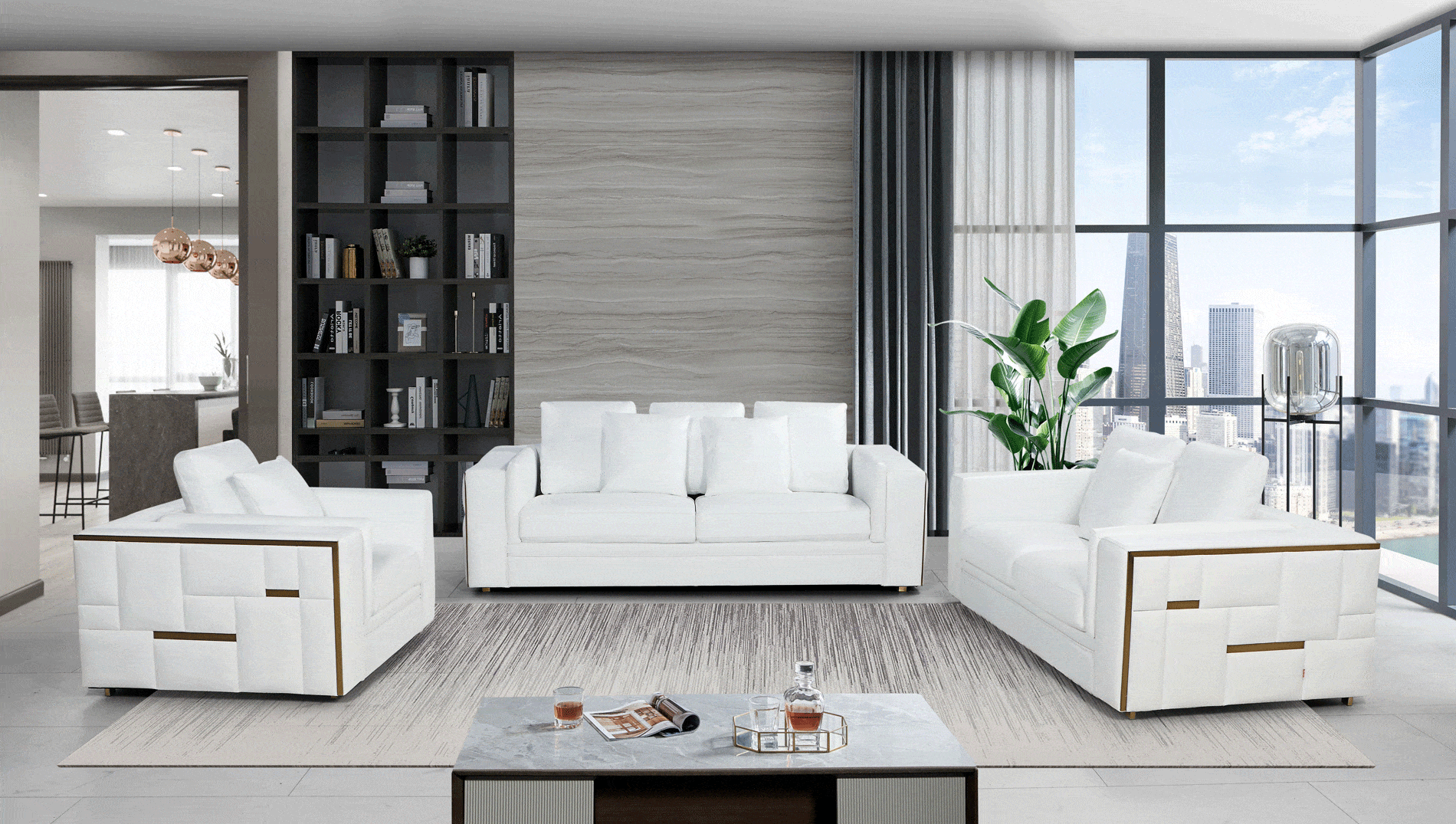 1005 White Living Room P12899 By Esf Furniture | Mobilia Cleopatra 3 1005 White Living Room p12899 By ESF Furniture - Image 1