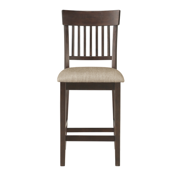 Balin Dark Brown Slat Back Counter Height Chair Set Of 2 By Homelegance | Mobilia Cleopatra 3 Balin Dark Brown Slat Back Counter Height Chair Set Of 2 By Homelegance - Image 1