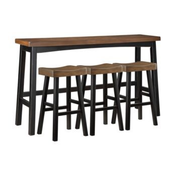 2-Tone finish (Black and Brown)  finish 4-Piece Pack Pub Height Set Caspian Collection By Homelegance |