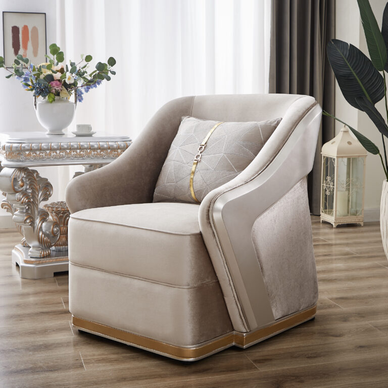 Beige Armchair Hd-9022 By Homey Design | Mobilia Cleopatra 3 Beige Armchair HD-9022 By Homey Design - Image 1