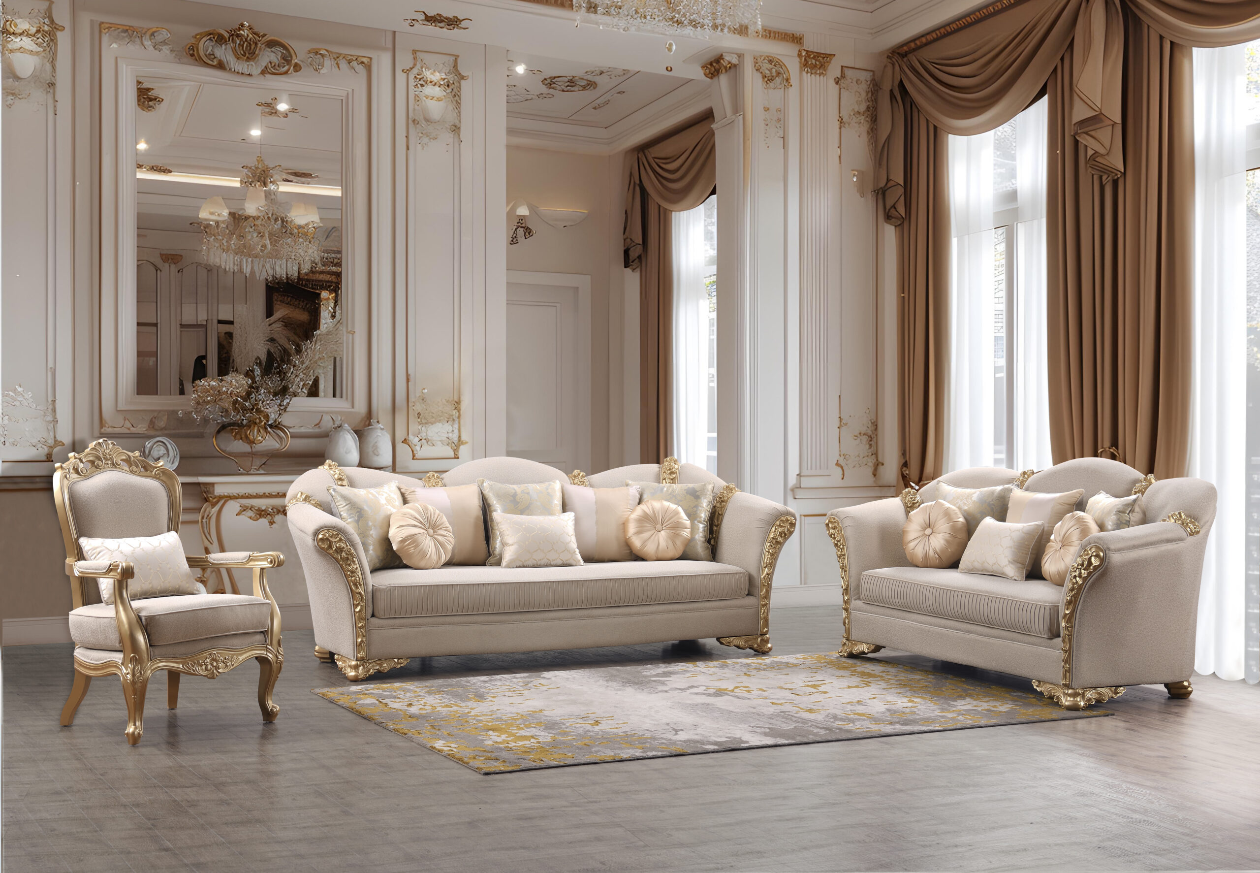Sofa Set For Living Room Hd-26 By Homey Design | Mobilia Cleopatra 3 Sofa Set For Living Room HD-26 By Homey Design - Image 1