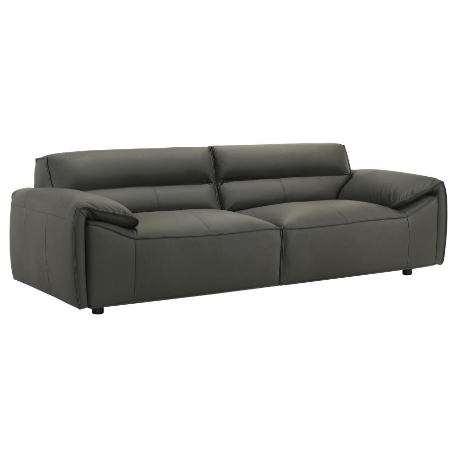 Buxton Top Grain Leather Upholstered Sofa Graphite By Coaster Furniture | Mobilia Cleopatra 3 Buxton Top Grain Leather Upholstered Sofa Graphite by Coaster Furniture - Image 1