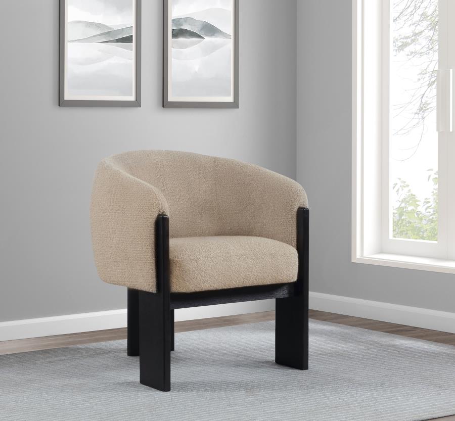 Valdez Boucle Upholstered Barrel Back Accent Chair Beige 903165 By Coaster | Mobilia Cleopatra 3 Valdez Boucle Upholstered Barrel Back Accent Chair Beige 903165 By Coaster - Image 1