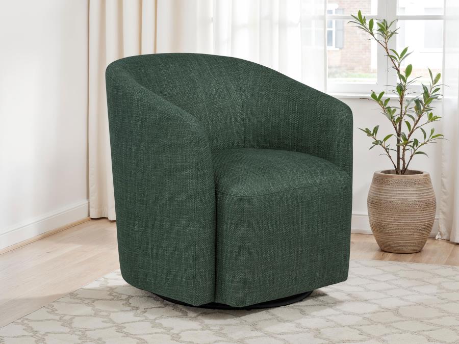 Mossbrook Fabric Upholstered Swivel Accent Chair Green 903222 By Coaster | Mobilia Cleopatra 3 Mossbrook Fabric Upholstered Swivel Accent Chair Green 903222 By Coaster - Image 1