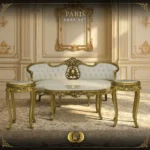 5PCS Handmade Gold Ivory Paris Sofa Set - Image 3