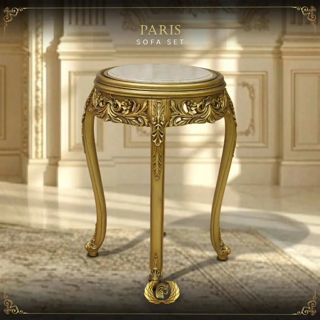Handmade Gold Ivory Paris End Table | Mobilia Cleopatra 3 PARIS SOFA SET (12)
