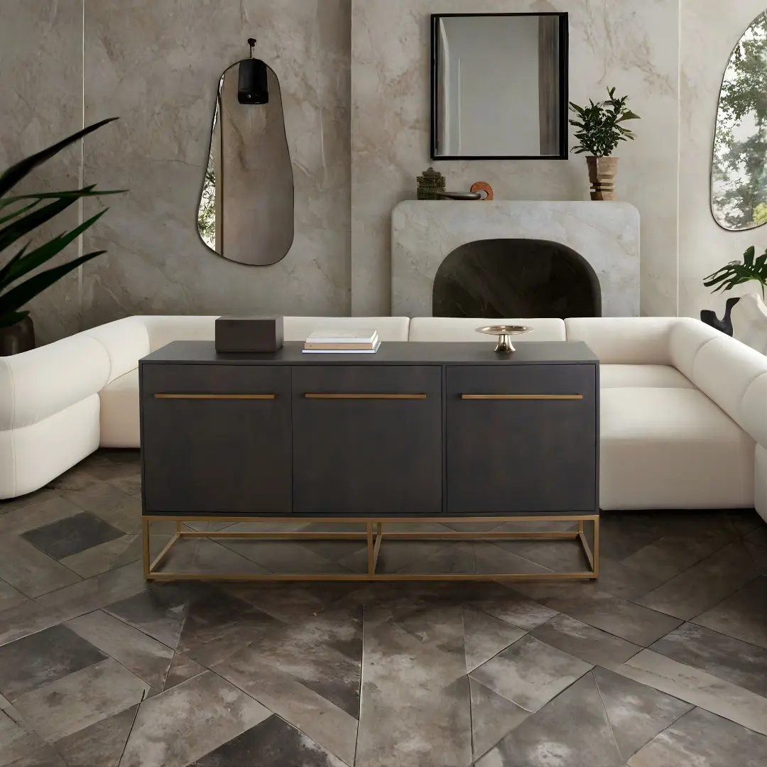 Encore 3-Door Grey Sideboard By Diamond Sofa | Mobilia Cleopatra 3 Grey Sideboard