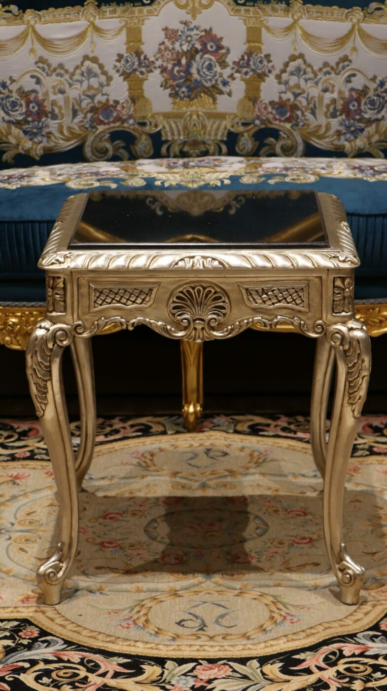 Handmade Silver Black End Table | Mobilia Cleopatra 3 Handmade Silver Black End Table - Image 1
