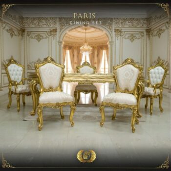 9PCS Handmade Ivory Gold Paris Dining Set