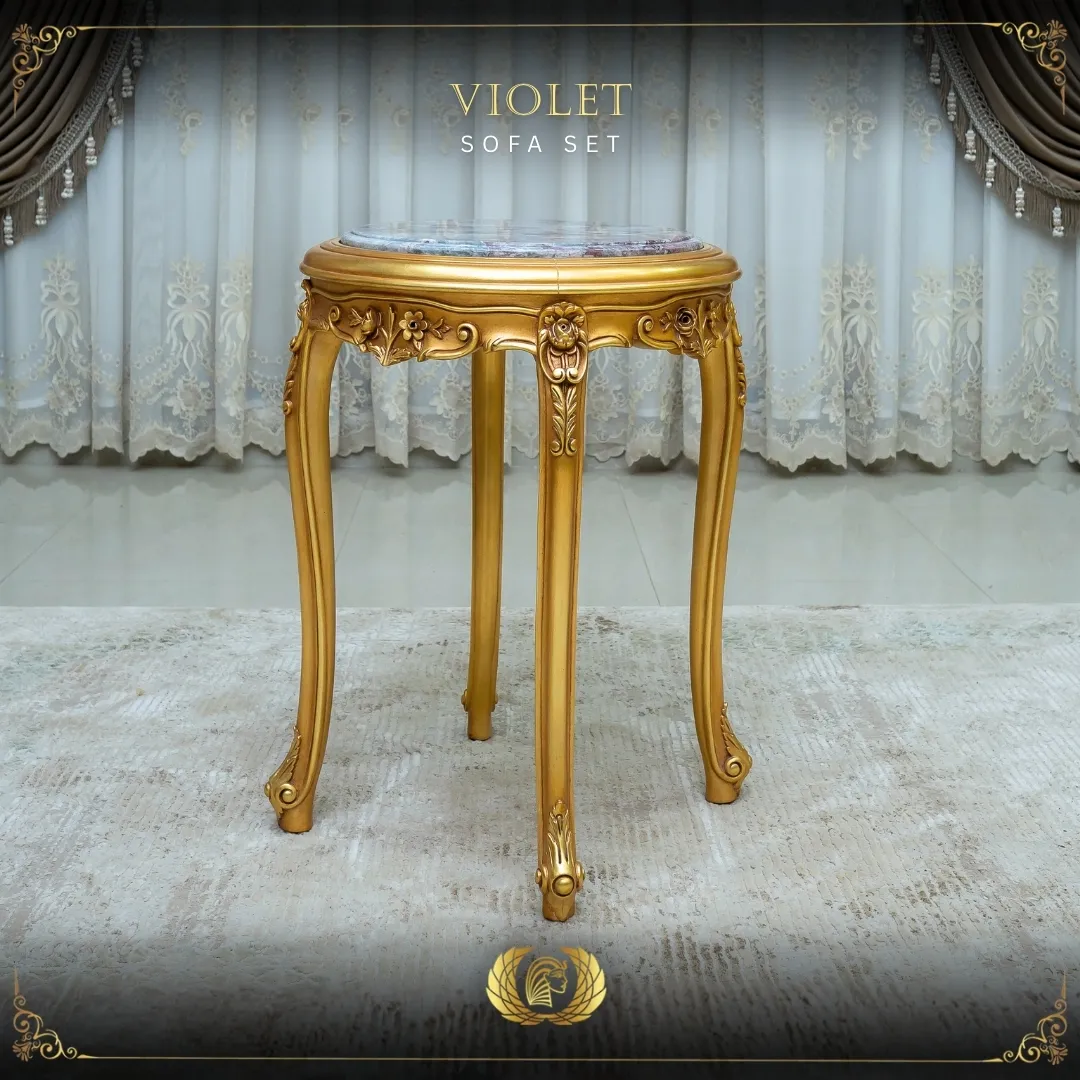 Handmade Gold Violet End Table | Mobilia Cleopatra 3 violet sofa set (12)