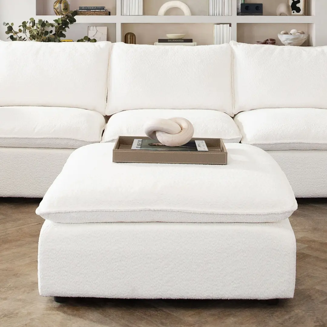 Ivy White Square Ottoman By Diamond Sofa | Mobilia Cleopatra 3 Square Ottoman