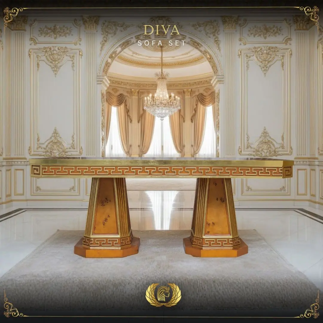 Handmade Brown Gold Diva Dining Table | Mobilia Cleopatra 3 Handmade Brown Gold Diva Dining Table - Image 1