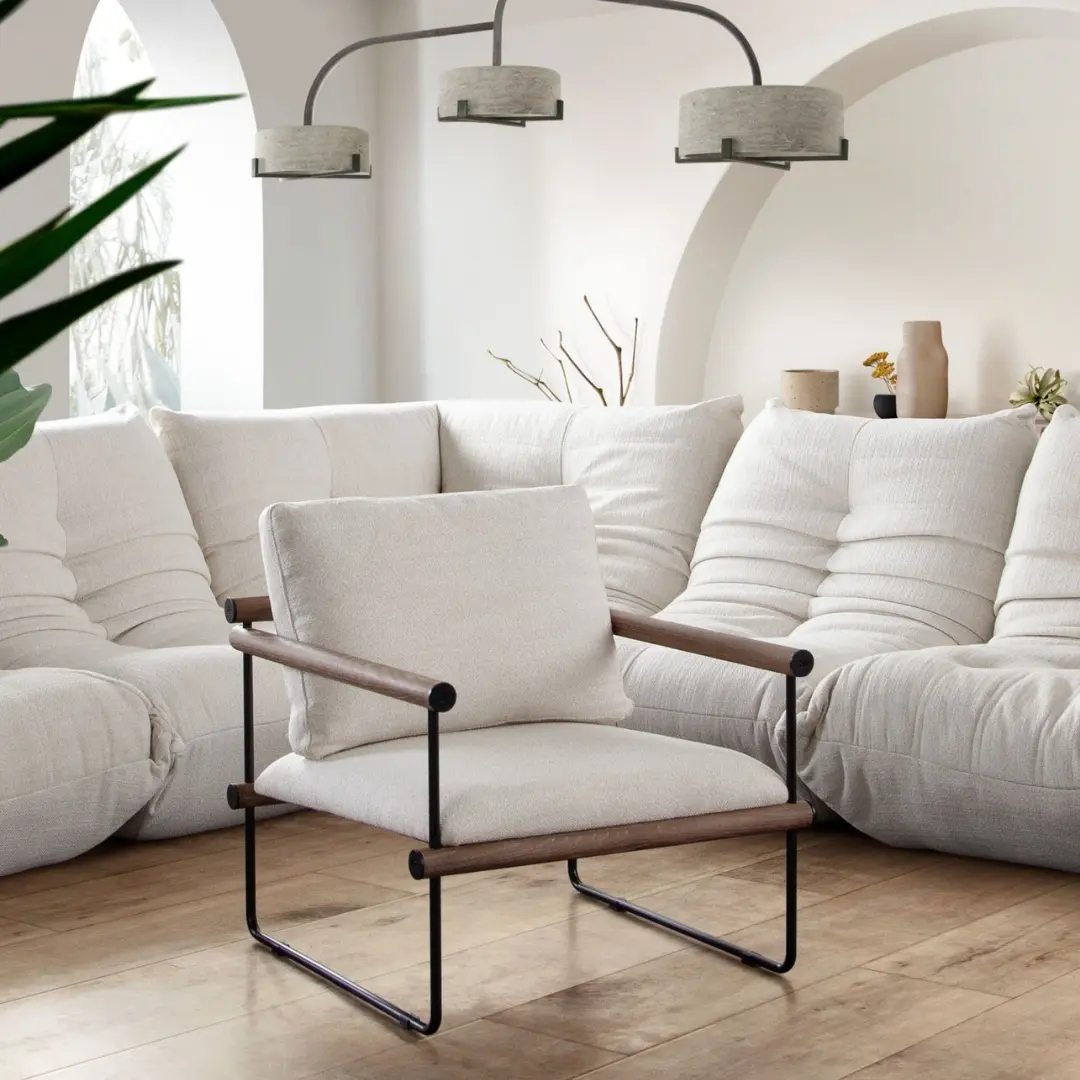 Liam Fabric Cream Accent Chair By Diamond Sofa | Mobilia Cleopatra 3 Cream Accent Chair