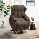 Lusio Brown Linen Power Recliner Lift Chair & Cup Holder by ACME - Image 2