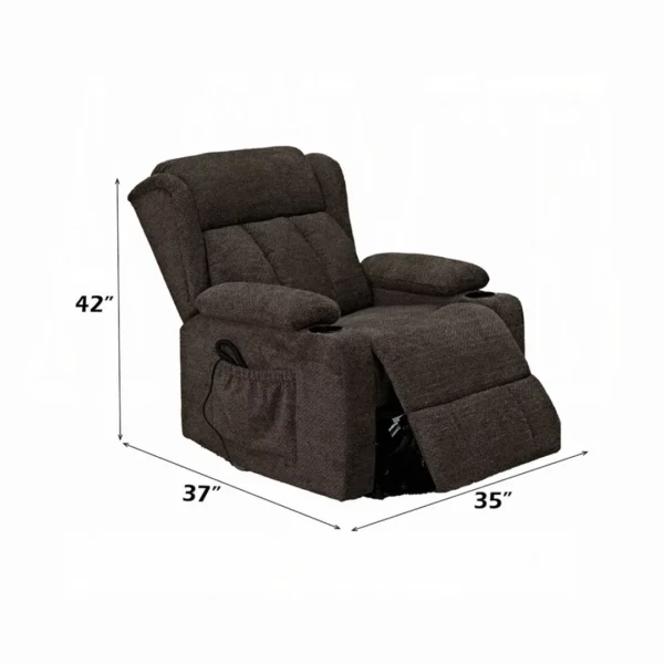 Lusio Brown Linen Power Recliner Lift Chair & Cup Holder by ACME - Image 6