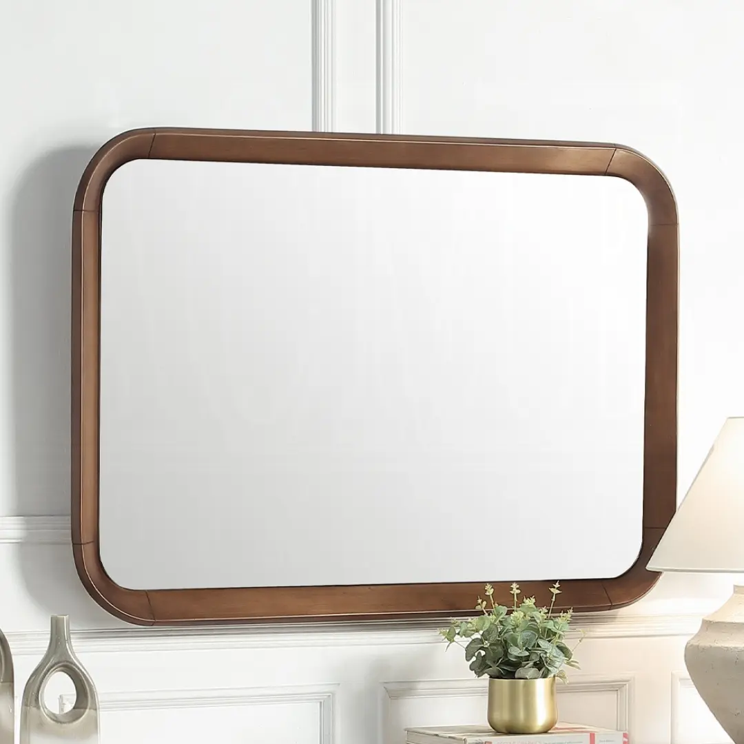 Harvey Modern Walnut Wall Mirror By Acme | Mobilia Cleopatra 3 Modern Walnut Wall Mirror