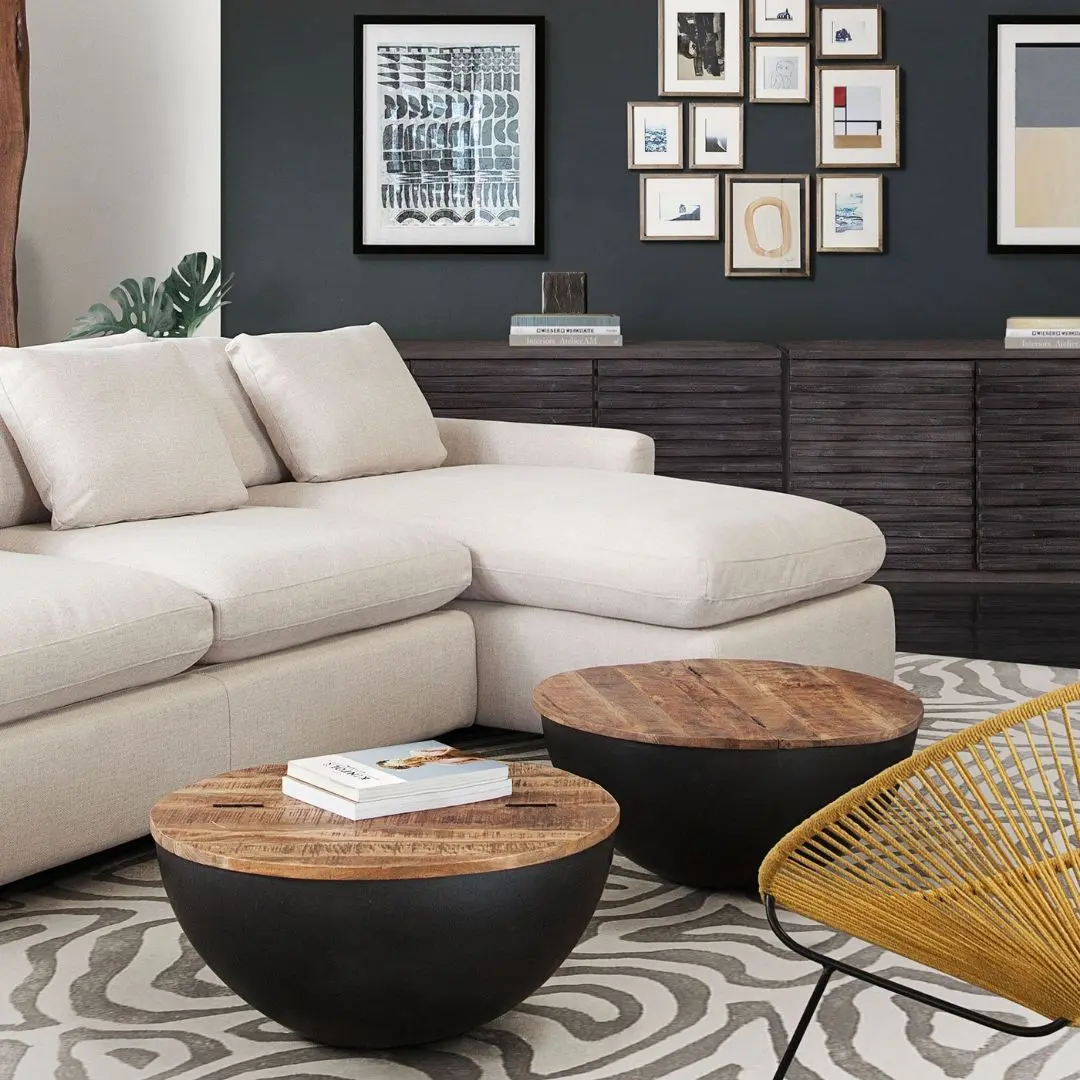 Salem Round Storage Coffee Table By Diamond Sofa | Mobilia Cleopatra 3 Round Storage Coffee Table