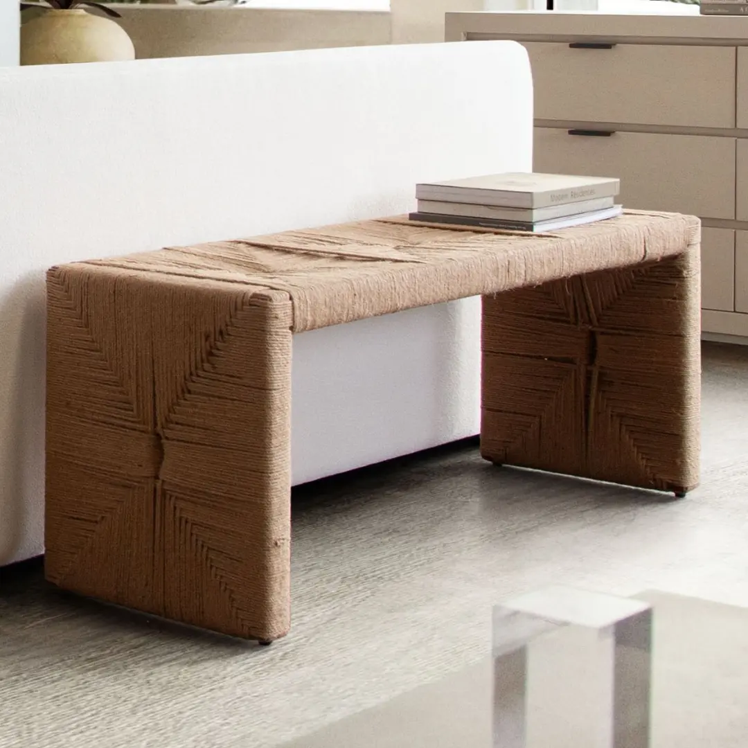 Jute Woven Contemporary Bedroom Bench By Diamond Sofa | Mobilia Cleopatra 3 Contemporary Bedroom Bench