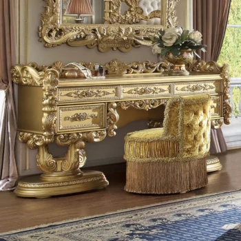 Gold 5 Drawer Vanity Desk