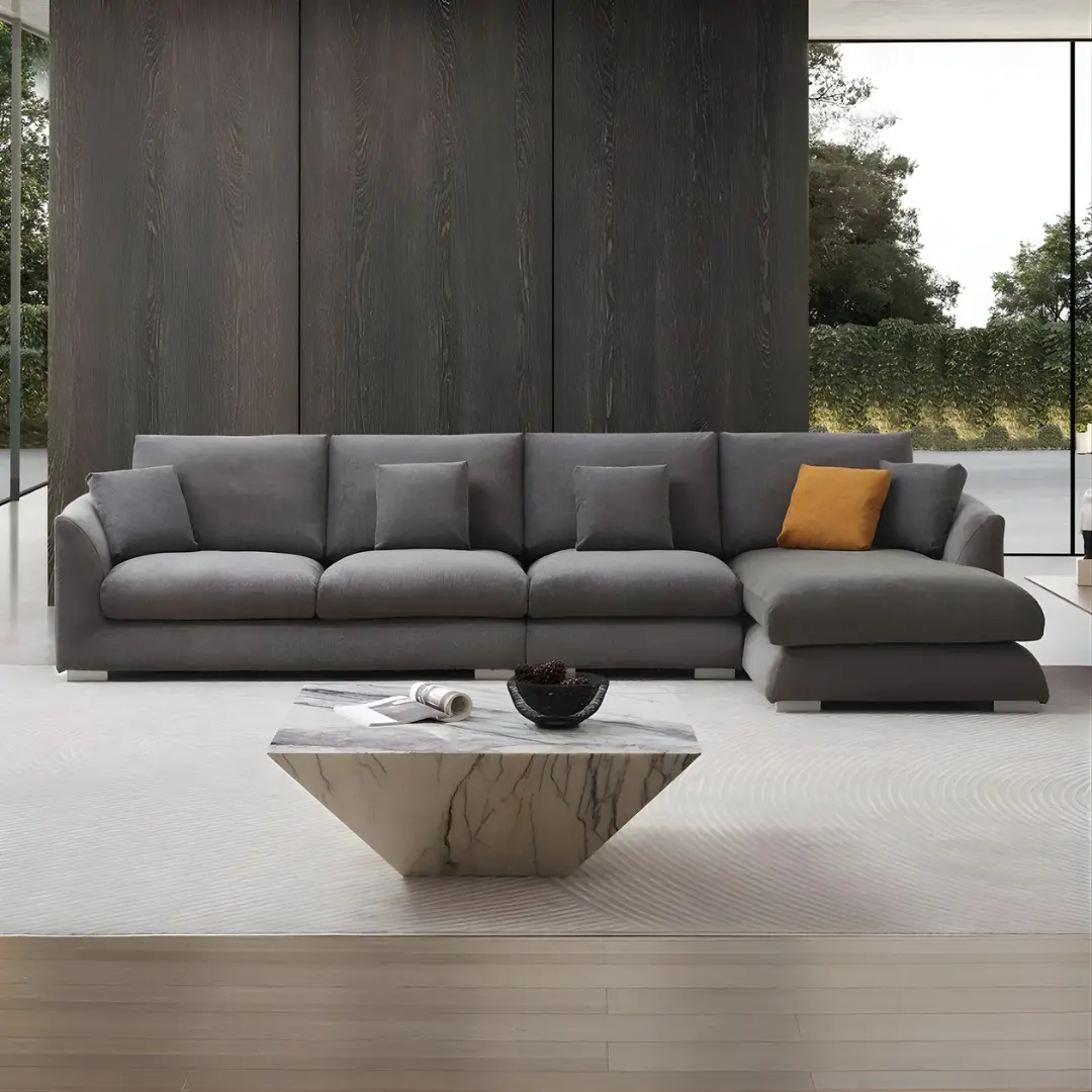 Linen Gray Sectional Sofa 3Pc By Mcferran | Mobilia Cleopatra 3 Gray Sectional Sofa