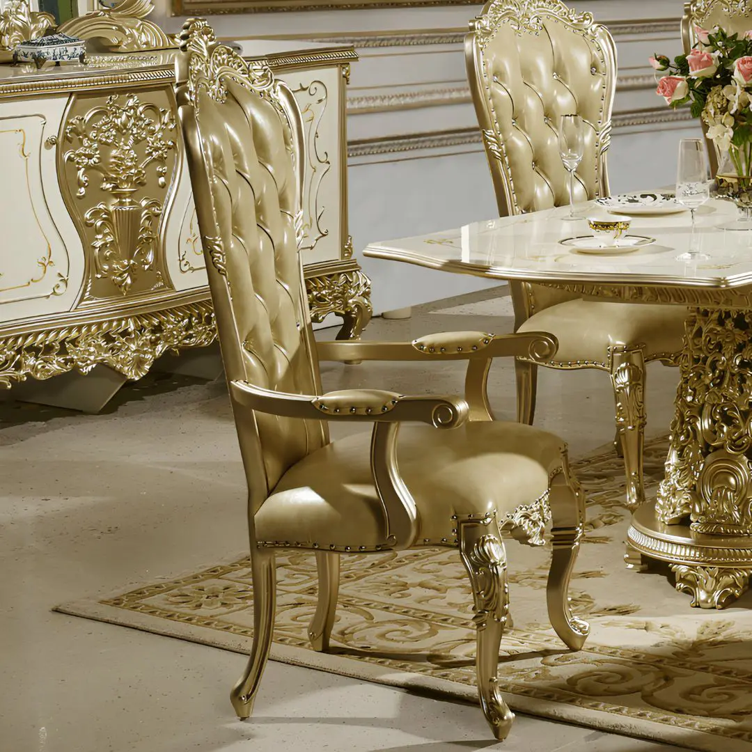 Gold Tufted Dining Chair Set Of 2 Hd-1812 By Homey Design | Mobilia Cleopatra 3 Gold Tufted Dining Chair Set of 2 HD-1812 By Homey Design - Image 1