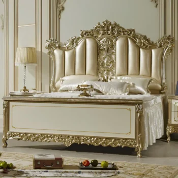 White and Gold Victorian Luxury Royal Bed HD-1812 By Homey Design |