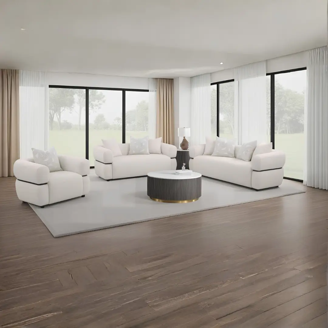 Jeanette 3-Piece Beige Sofa Set By Coaster Furniture | Mobilia Cleopatra 3 Modern Beige Armchair