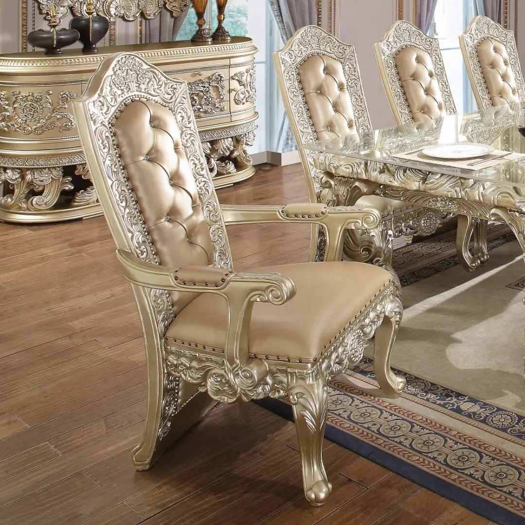 Vatican Leather Arm Dining Chair Set Of 2 By Acme | Mobilia Cleopatra 3 Leather Arm Dining Chair