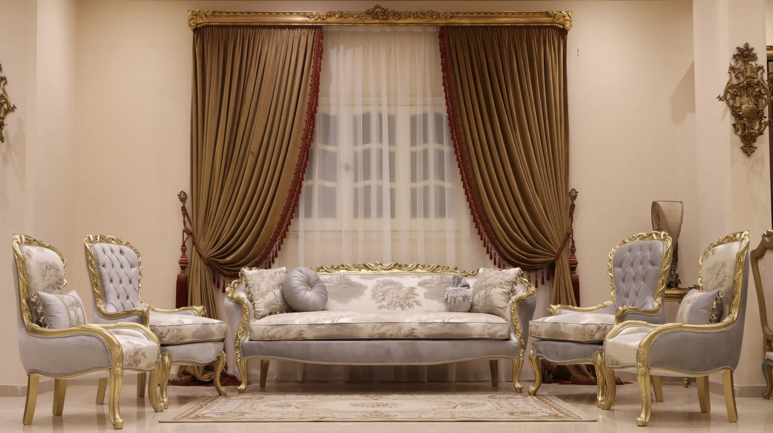 Elegant furniture design featuring Egyptian wood carving techniques and detailing