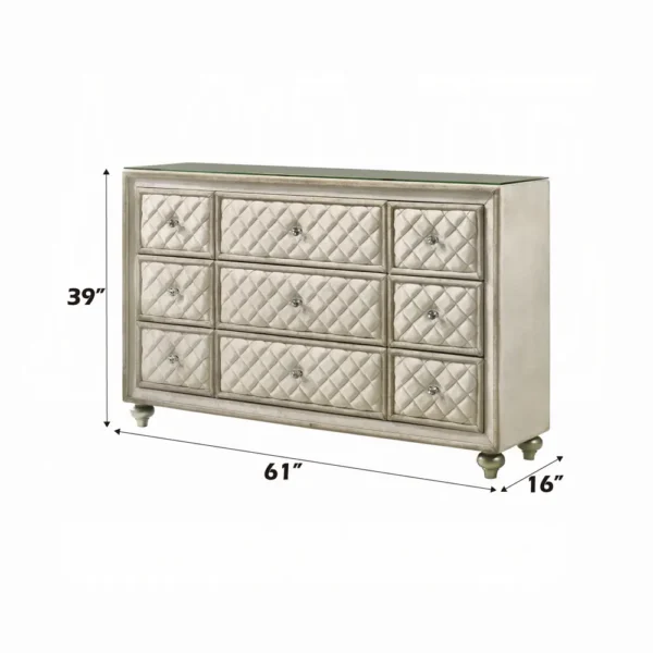 Lucienne Beige Velvet Dresser by ACME - Image 3
