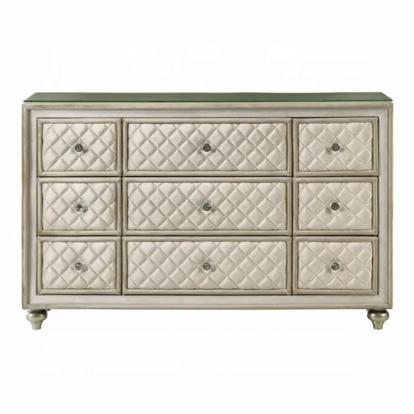 Lucienne Beige Velvet Dresser by ACME - Image 2