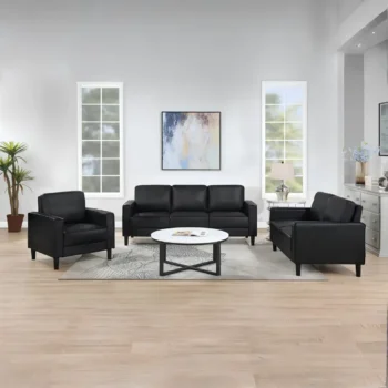black leather sofa