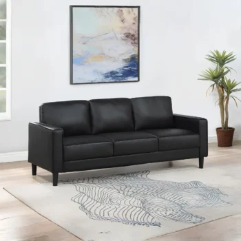 black leather sofa
