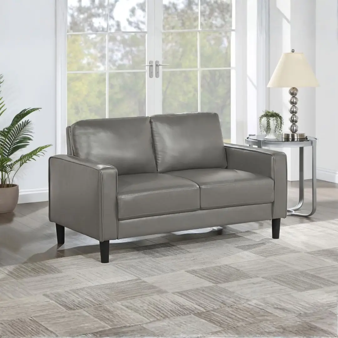 Ruth Upholstered Loveseat Track Arm By Coaster Furniture | Mobilia Cleopatra 3 Upholstered Loveseat