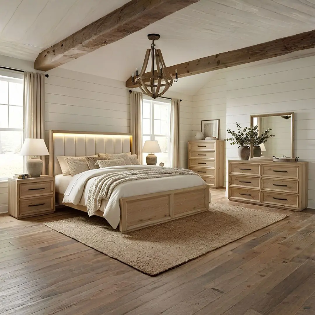 Helios 5 Pc Natural Wood Bedroom Set By Furniture Of America | Mobilia Cleopatra 3 natural wood bedroom set