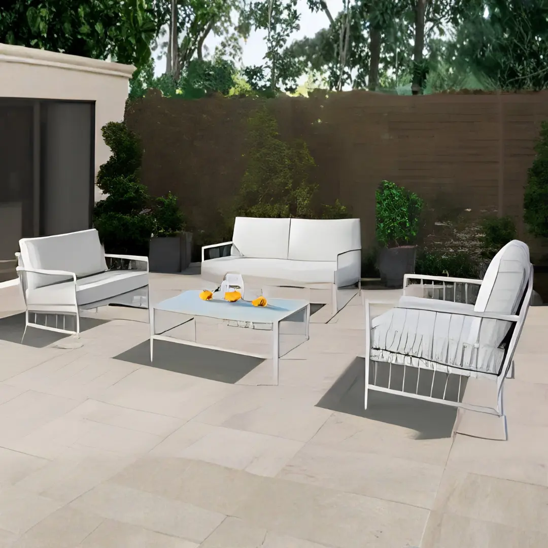Shomari White Outdoor Sofa Set By Furniture Of America | Mobilia Cleopatra 3 Outdoor Sofa Set