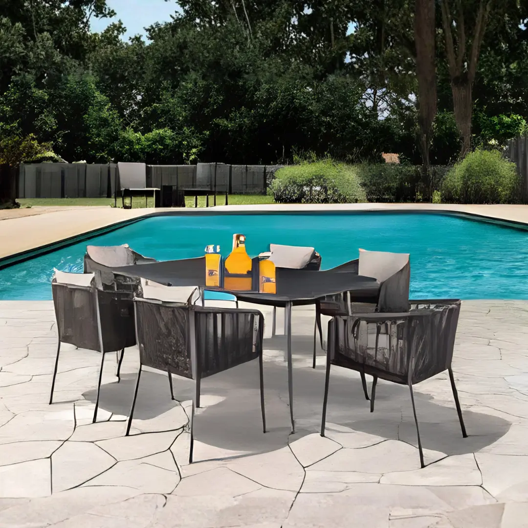 Tushari Outdoor Dining Table Set In Dark Gray By Furniture Of America | Mobilia Cleopatra 3 Outdoor Dining Table Set